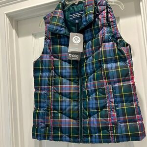 NWT tartan plaid Lands End puffy vest.